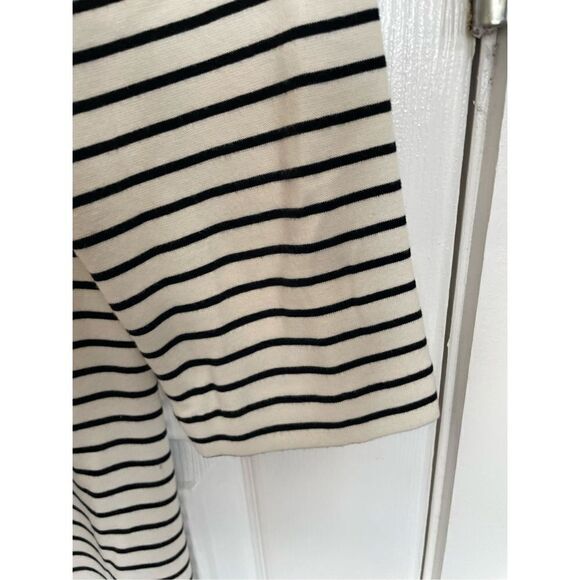 J. Crew Women's White Black Striped Pattern 3/4 Sleeve Mini Dress Sz L Nautical - Picture 4 of 7